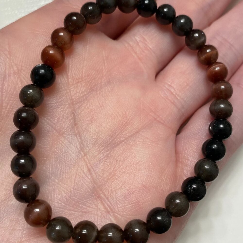 Old Mine Tourmaline Bracelet – 6mm Beads | Natural Crystal | Gradient Red to Bla